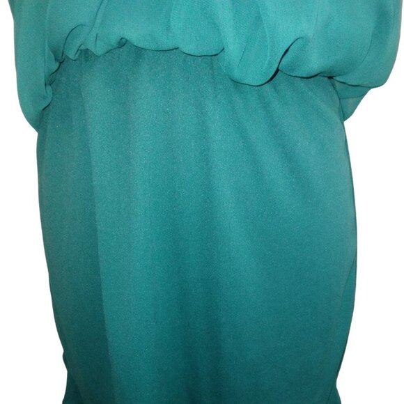 AMERICAN RAG CIE GREEN LONG SLEEVE MIDI DRESS W/ BEADED & PEARL COLLAR - SIZE S - Picture 5 of 6